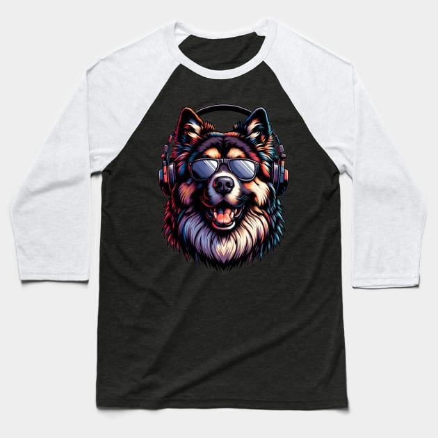 Caucasian Shepherd Dog as Smiling DJ in Japanese Art Style Baseball T-Shirt by ArtRUs